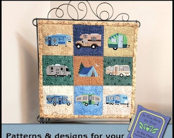ITH Camping Mini edredón, bordado de vacaciones, mini edredón camper, bordado de camping, 9 diseños de bordado de campamento, ARCHIVO DIGITAL de aro de 4 pulgadas