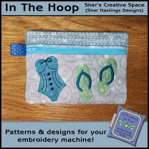 ITH Beach Time Zipper Bag, Beach Zipper Bag, In The Hoop Zipper Bag, Summer Zipper Bag, Beach Embroidery Design - 5 x 7 Hoop - DIGITAL FILE