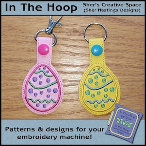 ITH Easter Egg 2 Key Fob - Easter Egg Key Fob - Easter Bag Tag - Vinyl Key Fob - Snap Tab - Machine Embroidery Design - DIGITAL FILE