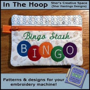 ITH Bingo Night Zipper Bag, Bingo Embroidery, In The Hoop Zipper Bag, Bingo Embroidery Design - 5 x 7 Hoop - DIGITAL FILE
