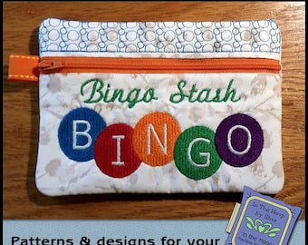ITH Bingo Night Zipper Bag, Bingo Embroidery, In The Hoop Zipper Bag, Bingo Embroidery Design - 5 x 7 Hoop - DIGITAL FILE