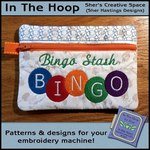 ITH Bingo Night Zipper Bag, Bingo Borduurwerk, In The Hoop Zipper Bag, Bingo Borduurontwerp - 5 x 7 Hoop - DIGITAAL BESTAND