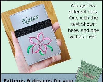 ITH Flower Mini Composition Book Cover, Flower Mini Notebook Cover, Flower Embroidery, Flower Machine Embroidery, 5x7 Hoop DIGITAL FILE