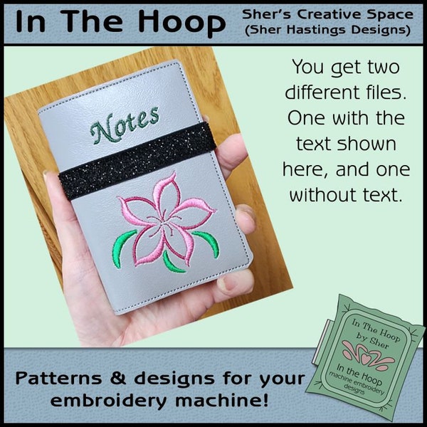 ITH Flower Mini Composition Book Cover, Flower Mini Notebook Cover, Flower Embroidery, Flower Machine Embroidery, 5x7 Hoop DIGITAL FILE