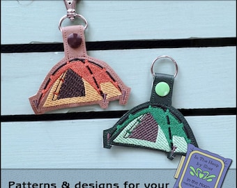 ITH Tent Camping Key Fob, Camping Bag Tag, Vinyl Key Fob, Camping Snap Tab - Camping Machine Embroidery Design - DIGITAL FILE