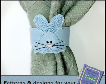 ITH Boy Bunny Napkin Ring, Easter Napkin Ring, Bunny Embroidery, Easter Embroidery, Easter Machine Embroidery, DIGITAL FILE