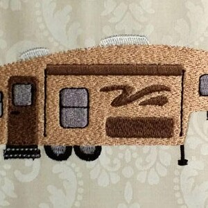 Fifth Wheel Camper Machine Embroidery Design Camp Embroidery, Camping Embroidery File Filled Stitches DIGITAL FILE image 2