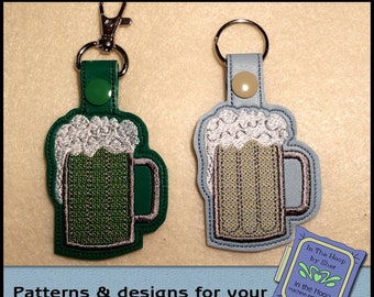 ITH Beer Key Fob, Beer Bag Tag, Beer Snap Tab, Beer Machine Embroidery, Beer Embroidery - DIGITAL FILE