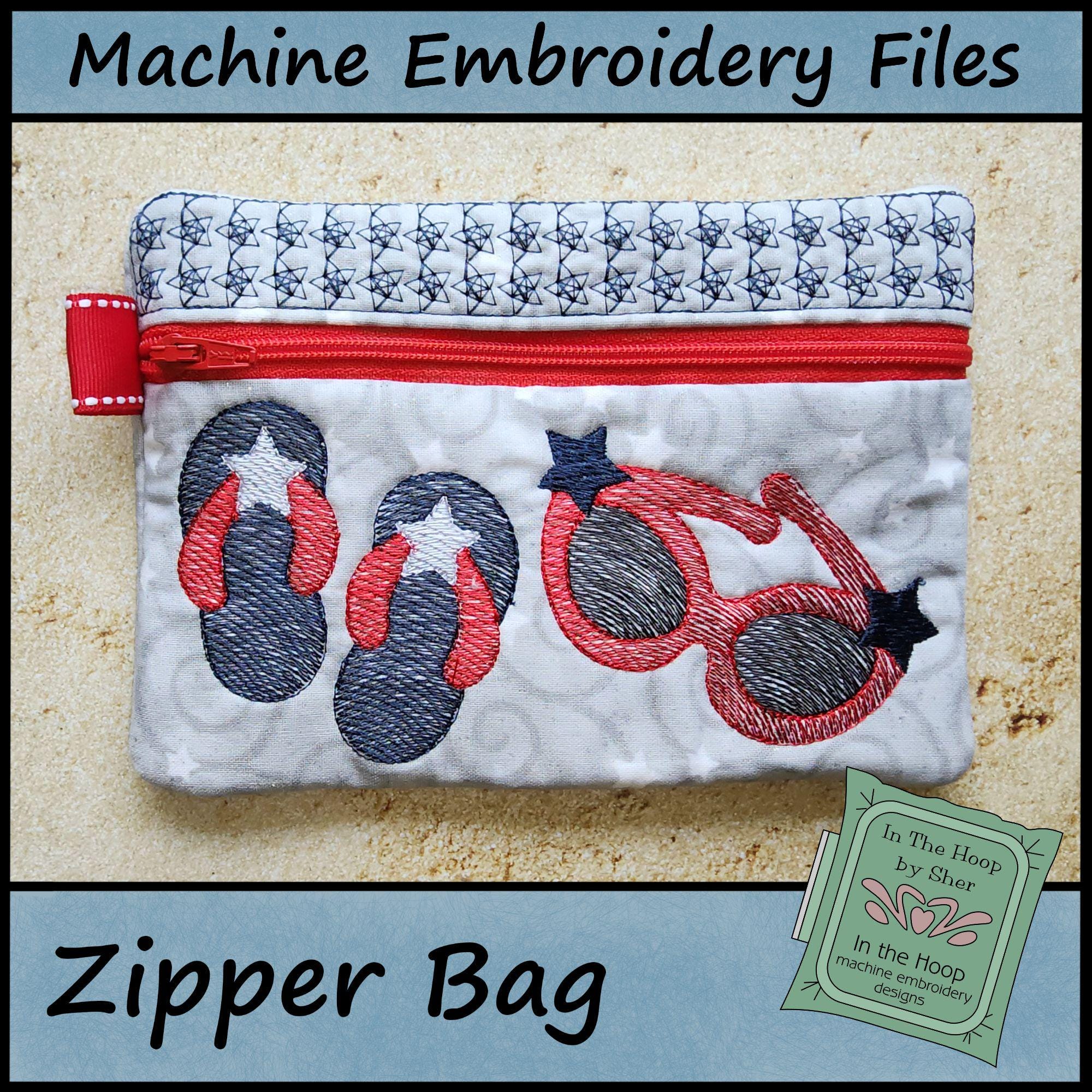 ITH Patriotic Zipper Bag, Flip Flops Zipper Bag, In The Hoop Zipper Bag,  Summer Zipper Bag, Summer Embroidery Design, DIGITAL FILE, image size:2000x2000
