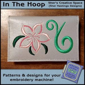 ITH Flower and Swirls Credit Card Holder, Flower Wallet, Flower Credit Card Case, Flower Embroidery Design - 5 x 7 Hoop - ARCHIVO DIGITAL