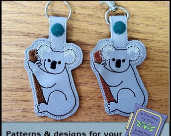 ITH Koala Key Fob - Animal Key Fob - Koala Bear Bag Tag - Koala Bear Key Fob - Koala Snap Tab - Machine Embroidery Design - DIGITAL FILE