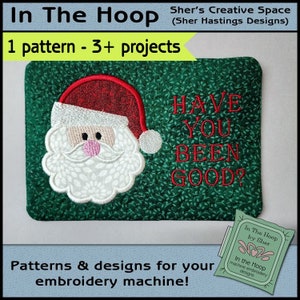 ITH Santa Mug Rug, Christmas Embroidery, In The Hoop Christmas Mug Rug, Christmas Mug Rug, Santa Embroidery, Santa Mat DIGITAL FILE
