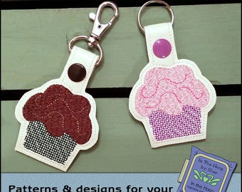 ITH Cupcake Key Fob, Cupcake Bag Tag, Cupcake Snap Tab, Cupcake Machine Embroidery, Foodie Embroidery Cupcake Embroidery - DIGITAL FILE