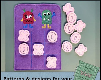 ITH Monsters Tic Tac Toe Game, In The Hoop Tic Tac Toe, Monster Embroidery, Monsters Machine Embroidery, Kids Embroidery DIGITAL FILE