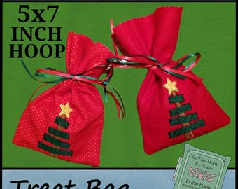 ITH Stick Christmas Tree Treat Bag - Christmas Gift Bag - Christmas Treat Bag - Christmas Machine Embroidery Design - DIGITAL FILE