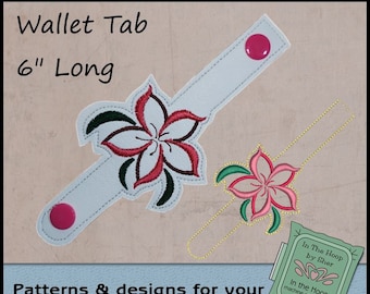ITH Swirly Flower Wallet Tab, Card Wallet Tab, Flower Embroidery, Flower Lunch Bag Tag, Purse Pal Tab, 5 x 7 Hoop - DIGITAL FILE