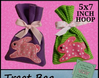 ITH Running Bunny Treat Bag, Easter Gift Bag,  Easter Treat Bag, Easter Machine Embroidery, Easter Embroidery - DIGITAL FILE
