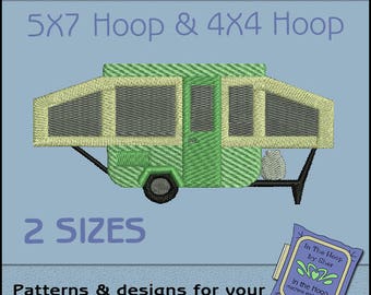 Pop Up Camper Machine Embroidery Design - Camping Embroidery, Camper Embroidery, Camper Machine Embroidery - DIGITAL FILE
