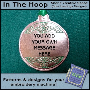 ITH Ornament 8 - Add Your Own Text - Christmas Ornament, Christmas Machine Embroidery, Christmas Embroidery - DIGITAL FILE