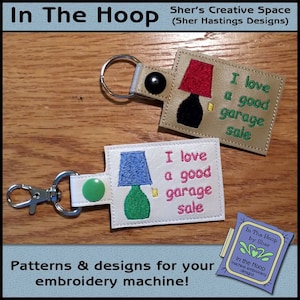 ITH Garage Sale Key Fob, Garage Sale Bag Tag, Garage Sale Bag Tag, Garage Sale Machine Embroidery, Garage Sale Embroidery - DIGITAL FILE