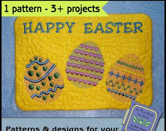 ITH Easter Egg Mug Rug, Easter Egg Embroidery, In The Hoop Easter Egg Mug Rug - Easter Doorknob Hanger - Embroidery Design - DIGITAL FILE