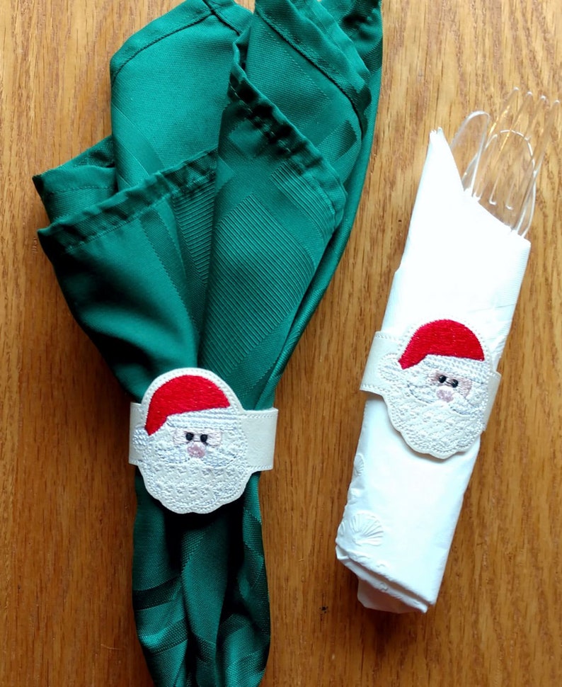 ITH Santa Napkin Ring, Christmas Napkin Ring, Christmas Embroidery Machine Design, Santa Machine Embroidery Design DIGITAL FILE image 4