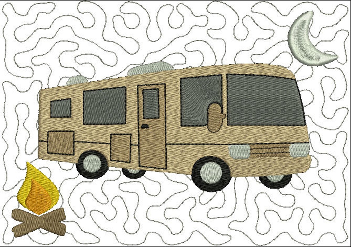 ITH Motorhome Mug Rug Camper Decor in the Hoop Camper Etsy