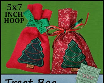 ITH Christmas Applique Treat Bag, Christmas Gift Bag, Christmas Treat Bag, Christmas Machine Embroidery, Christmas Applique, DIGITAL FILE
