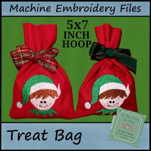 Bolsa de regalo de duende ITH, bolsa de regalo de Navidad, bolsa de regalo de Navidad, bordado a máquina de Navidad, bordado de Navidad, bordado de duende ARCHIVO DIGITAL