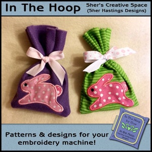 ITH Running Bunny Treat Bag, Easter Gift Bag,  Easter Treat Bag, Easter Machine Embroidery, Easter Embroidery - DIGITAL FILE