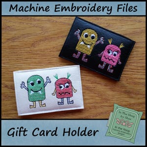 ITH Monster Geschenkkartenhalter, Geschenkkartenhalter für Kinder, 4 X 4 Hoop, Monster Maschinenstickerei, Monsterstickerei - DIGITALE DATEI