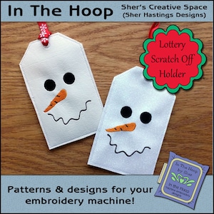 ITH Pupazzo di neve faccia lotteria grattuno fuori portamento - Natale Scratch Off Holder - 5 X 7 Hoop - Disegno Ricamo Macchina - DIGITAL FILE