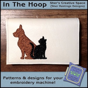ITH Cat & Dog Credit Card Holder, Cat Dog Wallet, Cat Wallet, Cat Embroidery, Dog Embroidery Wallet - 5 x 7 Hoop - DIGITAL FILE