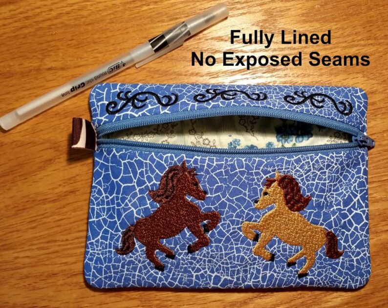ITH Horse Zipper Bag Fully Lined in the Hoop Zipper Bag Etsy
