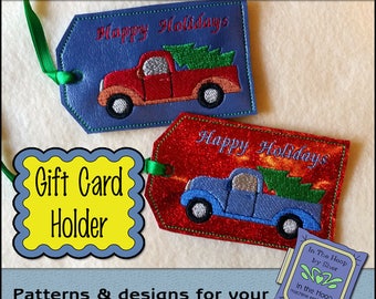 ITH Perfect Christmas Tree Gift Card Holder, Christmas Gift Card Holder, Christmas Embroidery, Truck Embroidery 4 X 4 Hoop DIGITAL FILE