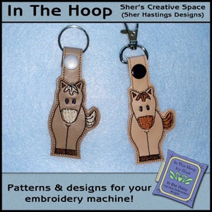 ITH Little Horse Key Fob, Horse, Horse Bag Tag, Horse Snap Tab, Horse Machine Embroidery, Horse Embroidery, Farm Embroidery - DIGITAL FILE