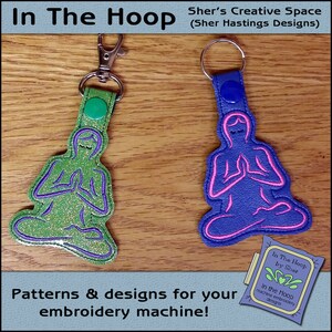 ITH Yoga Key Fob, Health Key Fob, Yoga Snap Tab, Yoga Embroidery, Wellness Embroidery, Meditation Embroidery, Yoga Bag Tag, DIGITAL FILE