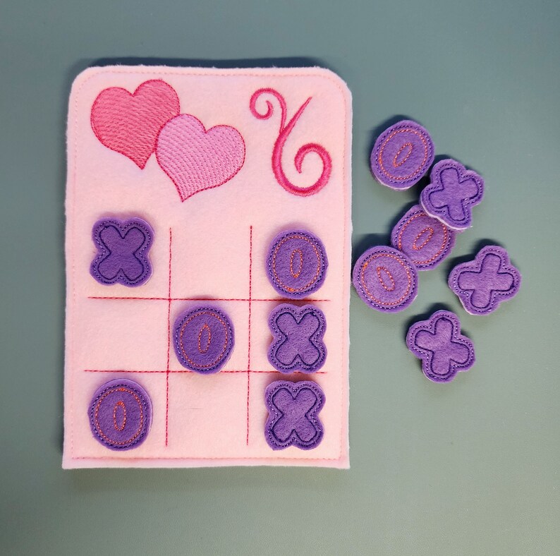 ITH Valentine's Day Tic Tac Toe Game, In The Hoop Tic Tac Toe, Hearts Embroidery, Valentine's Day Machine Embroidery, DIGITAL FILE image 4
