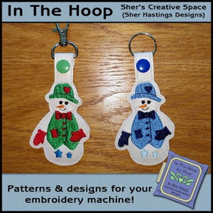ITH Jolly Snowman Key Fob - Christmas Bag Tag - Vinyl Key Fob - Snap Tab - Christmas Key Fob - Machine Embroidery Design - DIGITAL FILE