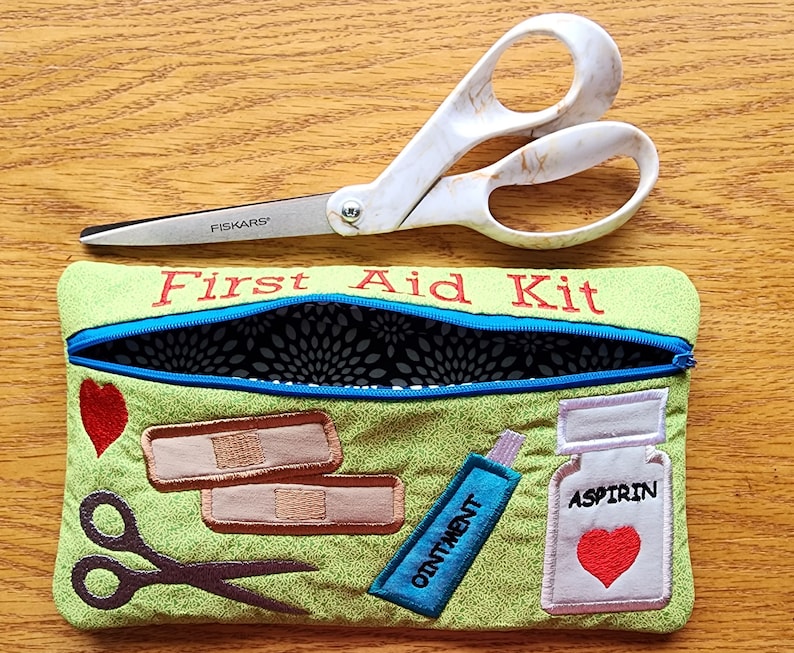 ITH First Aid Zipper Bag, In The Hoop Zipper Bag, Medical Zipper Bag, First Aid Embroidery, Medical Embroidery 6x10 Hoop DIGITAL FILE image 8