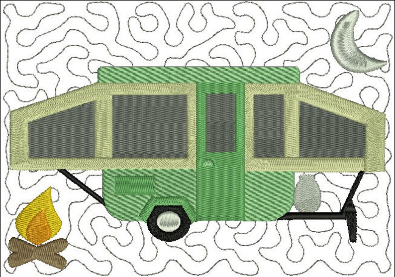 ITH Pop up Camper Mug Rug Pop up Camper Decor in the Hoop Etsy