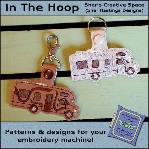 ITH Class C Camper Key Fob, Camper Bag Tag, Class C Snap Tab, Camping Key Fob, Camper Snap Tab, Camping Embroidery DIGITAL FILE