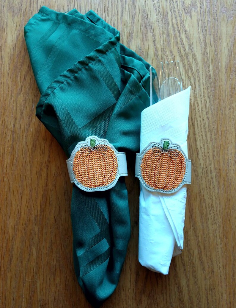 ITH Pumpkin Napkin Rings Fall Napkin Rings Embroidery Etsy