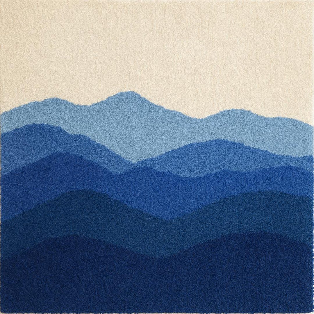 Ardeche Mountain Rug: Blue Landscape Wall Art (40x40 Inches) - Etsy