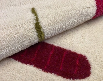 Tappeto di lana Spring Fields: rosa, rosso e verde vivaci - 3 x 4 piedi