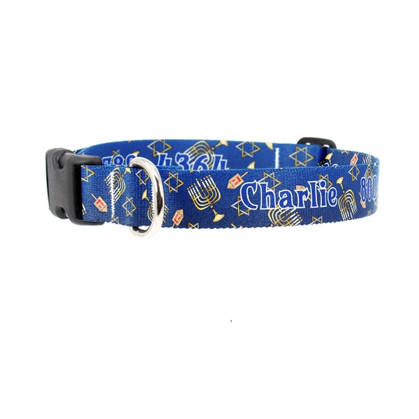 Buttonsmith Hannukah Custom Dog Collar - Made in USA