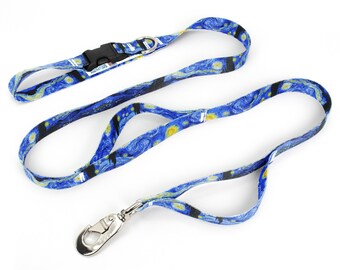 Van Gogh Starry Night Fab Grab Dog Leash - Made in USA - Three Handled Leash