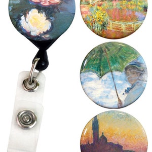 Buttonsmith® Claude Monet Water Lilies Tinker Reel® Badge Reel – Made in USA