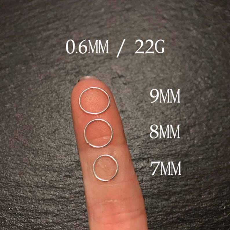 Silver Nose Ring 22g 20g 18g 16g Simple Thin Nose Ring Plain Nose Ring Thin Hoop Continuous Ring