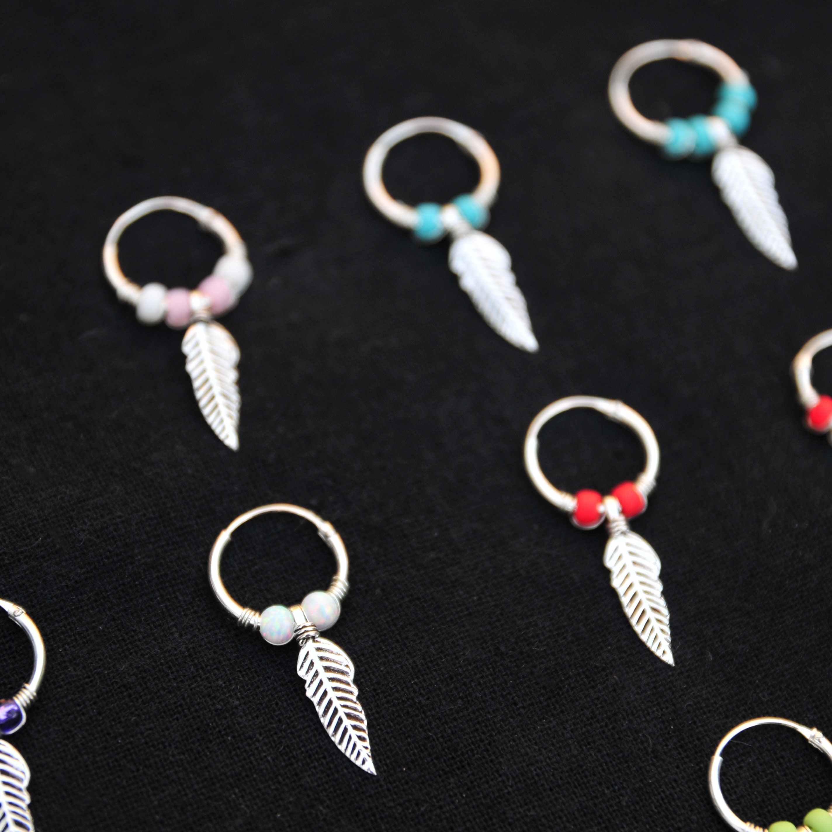 Feather Earring Sterling Silver Feather Hoop Cartilage Etsy UK